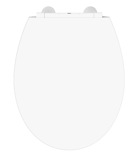 Vit belyst toalettsits universal i Duroplast - BÄST. CC-mått: 90-191mm Längd: 435-490mm Bredd: 371mm.