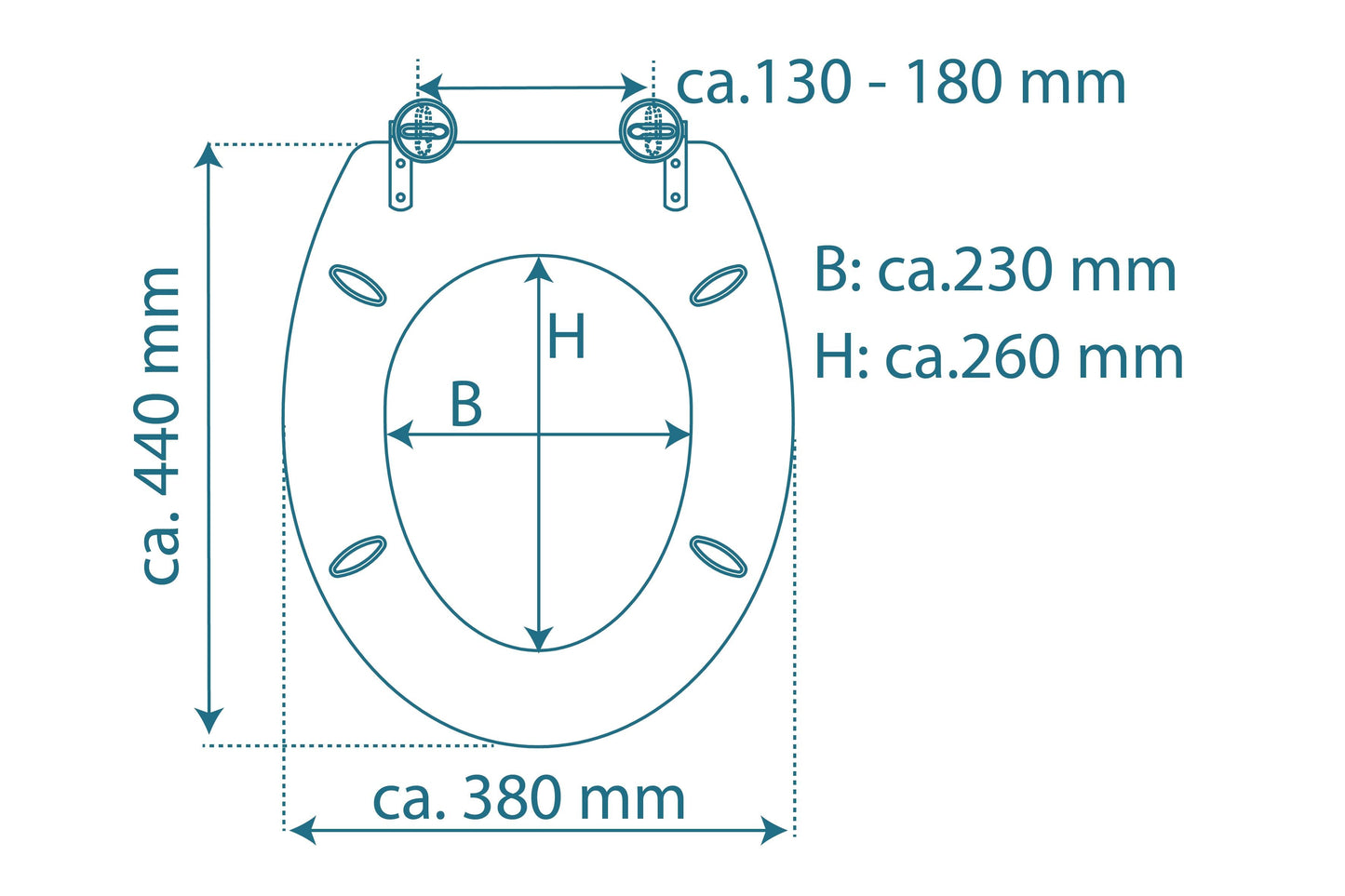 Vit toalettsits för vägghängd toalett - BRA. CC-mått: 130-180mm Längd: 430-455mm Bredd: 380mm.