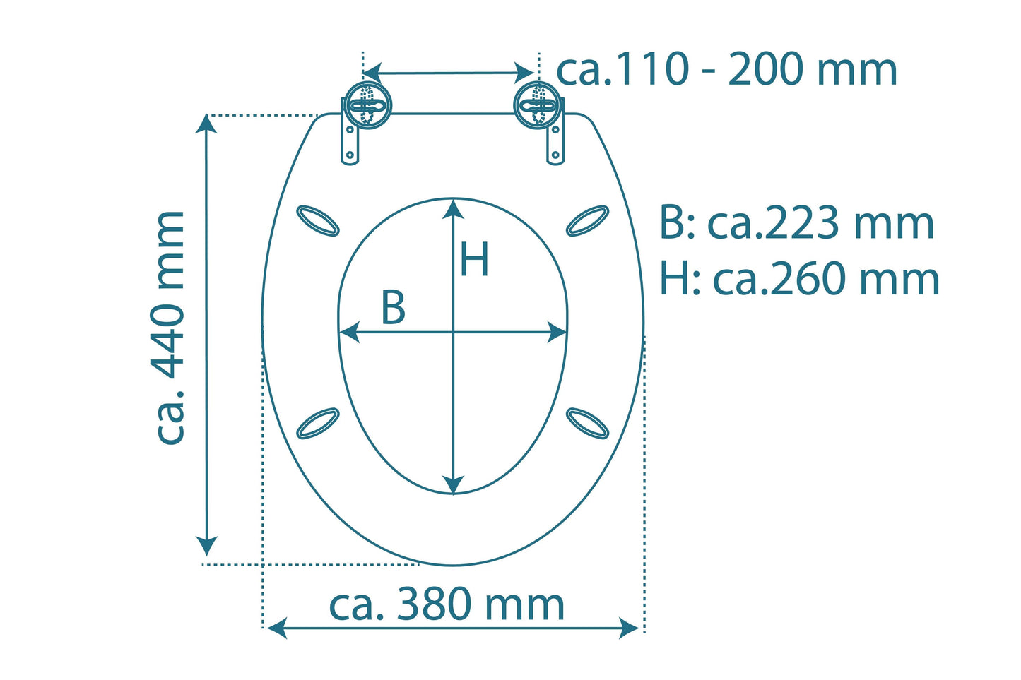 Vit toalettsits för vägghängd toalett - BÄTTRE. CC-mått: 110-200mm Längd: 425-475mm Bredd: 380mm.