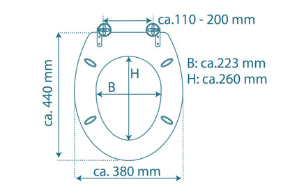 Vit toalettsits för vägghängd toalett - BÄTTRE. CC-mått: 110-200mm Längd: 425-475mm Bredd: 380mm.