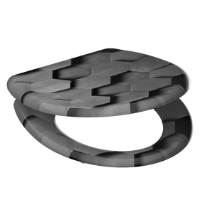 Mönstrad toalettsits universal i Duroplast - BÄST. CC-mått: 60-160mm Längd: 405-460mm Bredd: 375mm.