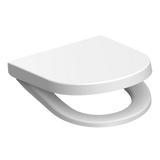 Vit toalettsits D-formad universal i Duroplast - BÄST. CC-mått: 90-190mm Längd: 425-480mm Bredd: 345mm.