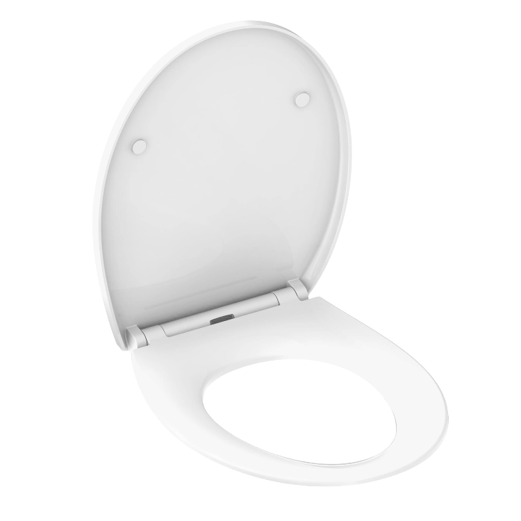 Vit belyst toalettsits universal i Duroplast - BÄST. CC-mått: 90-191mm Längd: 447mm Bredd: 371mm.
