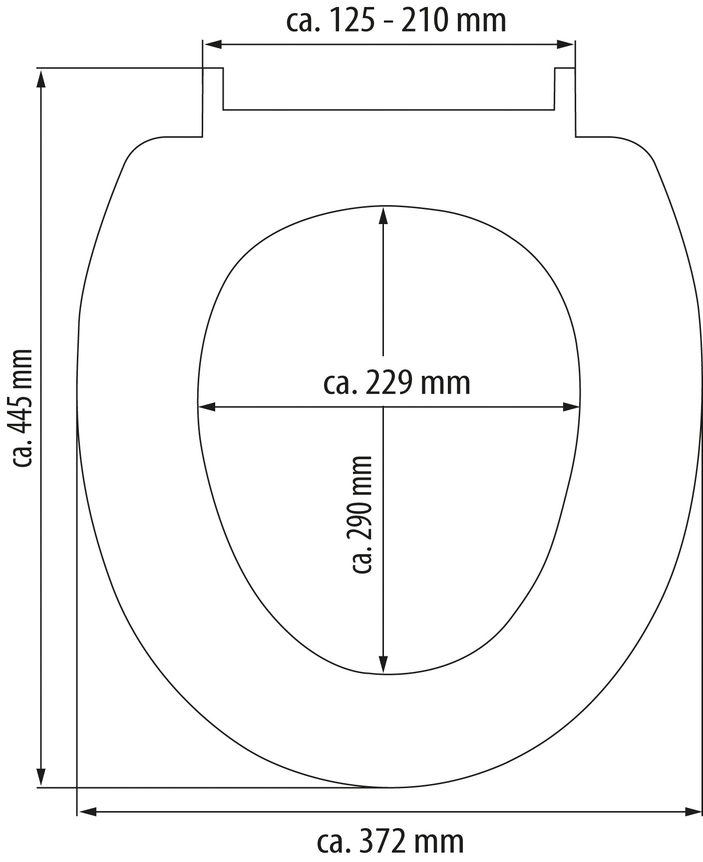 Mönstrad toalettsits universal i Duroplast - BÄTTRE. CC-mått: 125-210mm Längd: 445mm Bredd: 372mm.