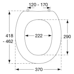Toalettsits med armstöd universal (375mm)
