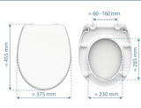 Mönstrad toalettsits universal i Duroplast - BÄST. CC-mått: 60-160mm Längd: 405-460mm Bredd: 375mm.