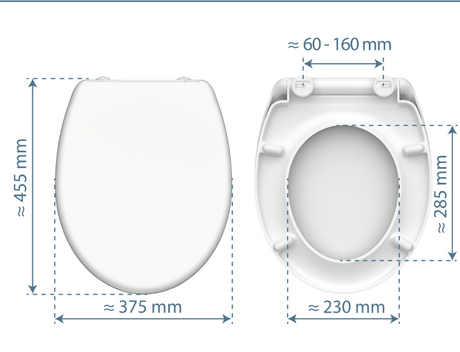 Beige toalettsits universal i Duroplast - BÄST. CC-mått: 60-160mm Längd: 405-460mm Bredd: 375mm.