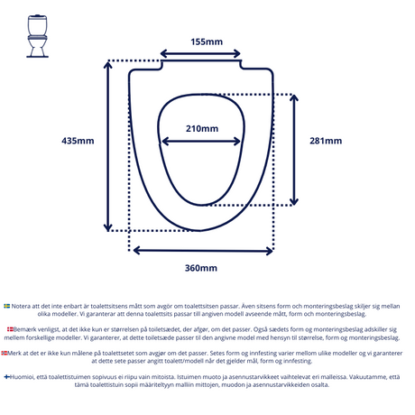 Vit slimmad toalettsits för IDO - BÄST