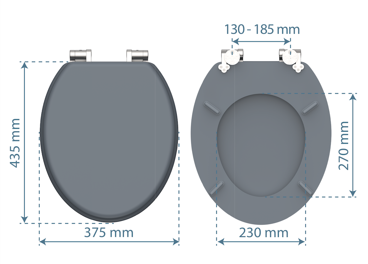 Grå toalettsits universal med träkärna - BÄTTRE. CC-mått: 130-185mm Längd: 435mm Bredd: 375mm.